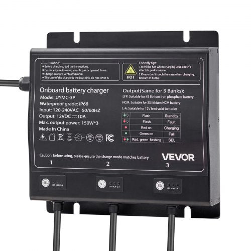 Marine Battery Charger 3Bank 10A 12V Onboard Boat Charger IP68