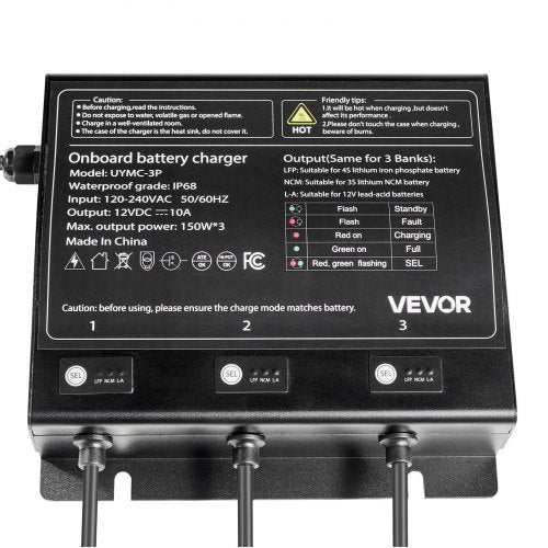 Marine Battery Charger 3Bank 10A 12V Onboard Boat Charger IP68