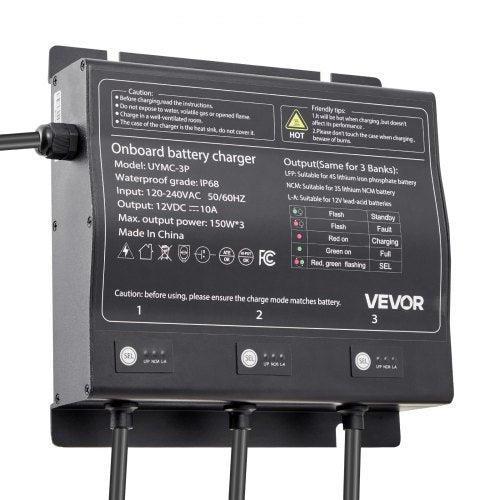 Marine Battery Charger 3Bank 10A 12V Onboard Boat Charger IP68
