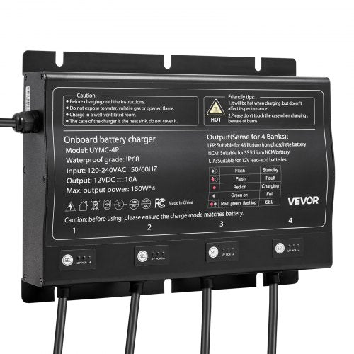 Marine Battery Charger 4Bank 10A 12V Onboard Boat Charger IP68