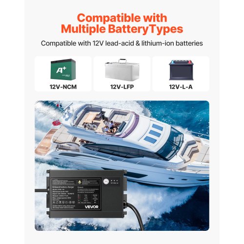 Marine Battery Charger 1Bank 5A 12V Onboard Boat Charger IP68 Waterproof