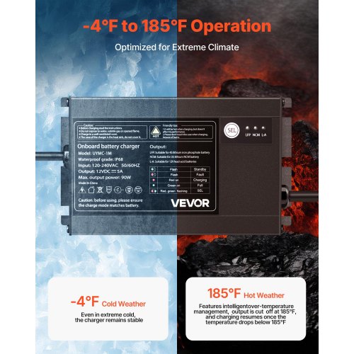 Marine Battery Charger 1Bank 5A 12V Onboard Boat Charger IP68 Waterproof