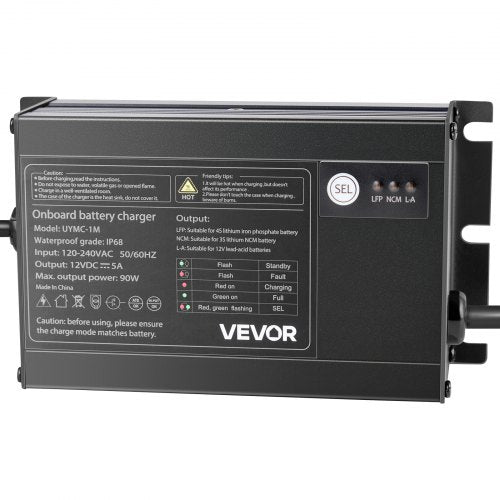 Marine Battery Charger 1Bank 5A 12V Onboard Boat Charger IP68 Waterproof