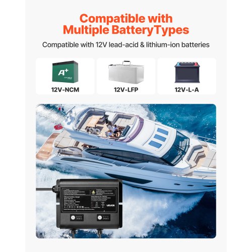 Marine Battery Charger 2Bank 5A 12V Onboard Boat Charger IP68 Waterproof