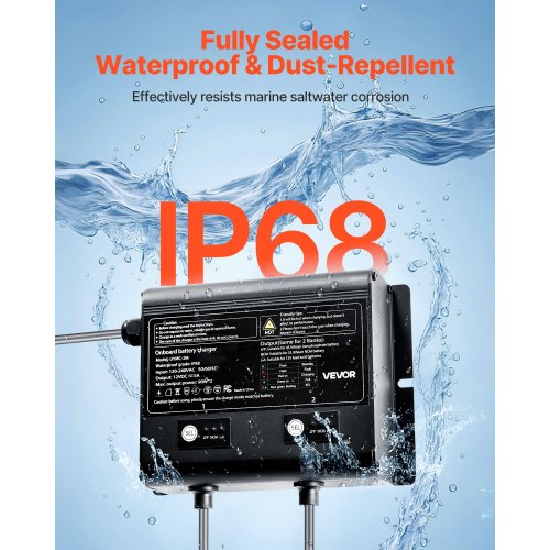 Marine Battery Charger 2Bank 5A 12V Onboard Boat Charger IP68 Waterproof