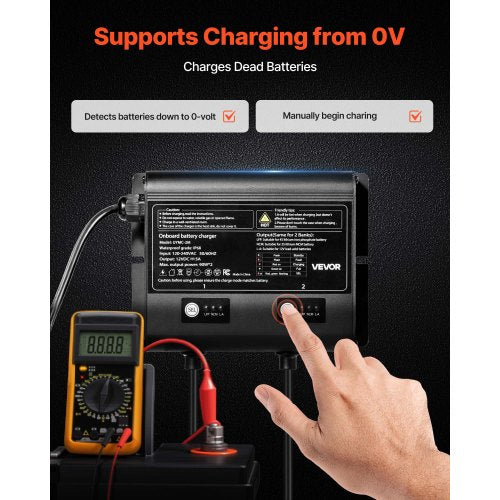 Marine Battery Charger 2Bank 5A 12V Onboard Boat Charger IP68 Waterproof