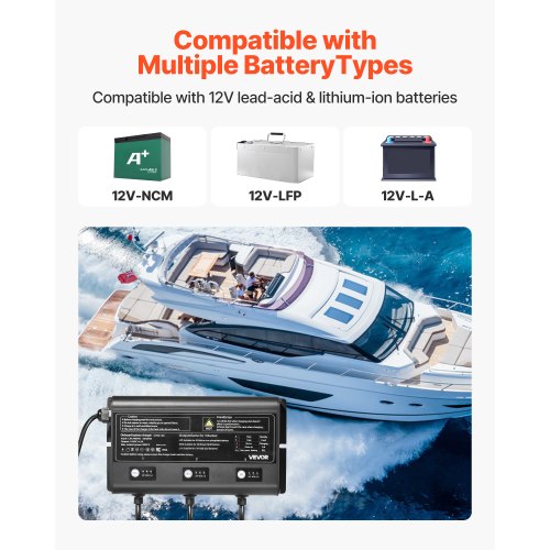 Marine Battery Charger 3Bank 5A 12V Onboard Boat Charger IP68 Waterproof