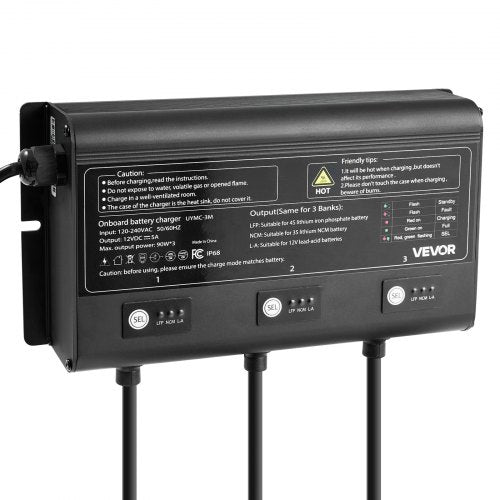 Marine Battery Charger 3Bank 5A 12V Onboard Boat Charger IP68 Waterproof