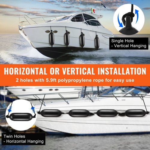 Boat Fenders 65 x 23 Boat Bumpers for Docking Inflatable Ribbed Fender