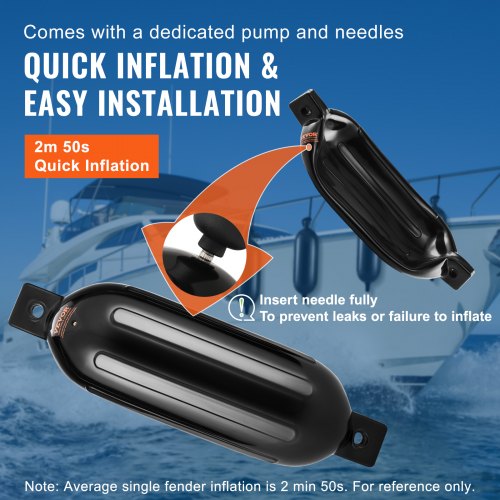 Boat Fenders 85 x 26 Boat Bumpers for Docking Inflatable Ribbed Fender