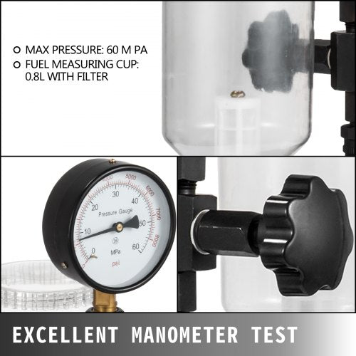 SKYSHALO Diesel Injector Tester with Dual Scale Gauge 400Bar6000PSI