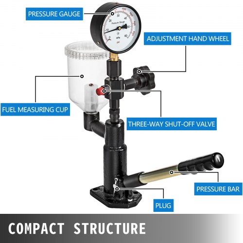 SKYSHALO Diesel Injector Tester with Dual Scale Gauge 400Bar6000PSI
