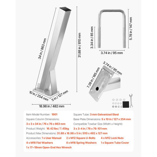 Boat Trailer Winch Stand 3 x 3 x 34inch Winch Posts Boat Winch Mount