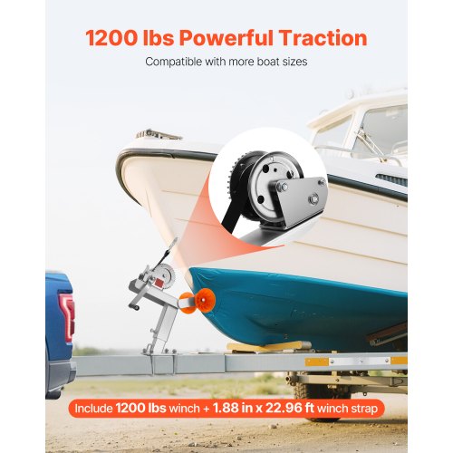 Boat Trailer Winch Stand with Roller 1200 lbs Winch 2 in x 25 ft Winch