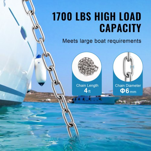 Boat Anchor Chain 14 x 4 1700 lbs WLL4800 lbs BS 316 Stainless
