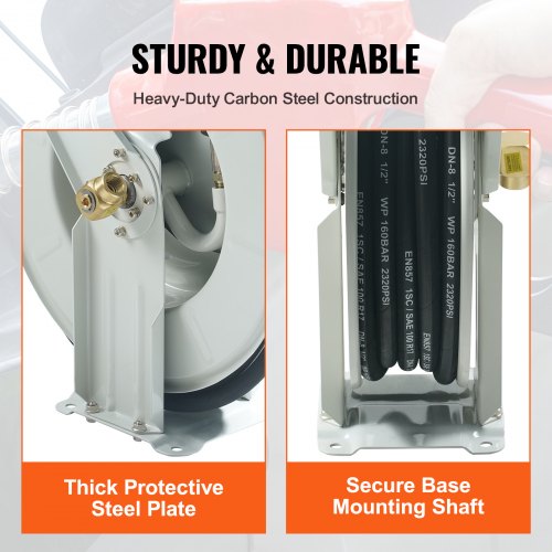 Fuel Hose Reel 14 x 50 Extra Long Retractable Grease Hose Reel Spring