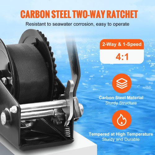 Hand Winch 1200 lbs Pulling Capacity Boat Trailer Winch Heavy Duty Rope