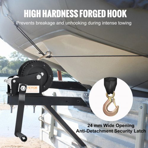 Hand Winch 1200 lbs Pulling Capacity Boat Trailer Winch Heavy Duty Rope