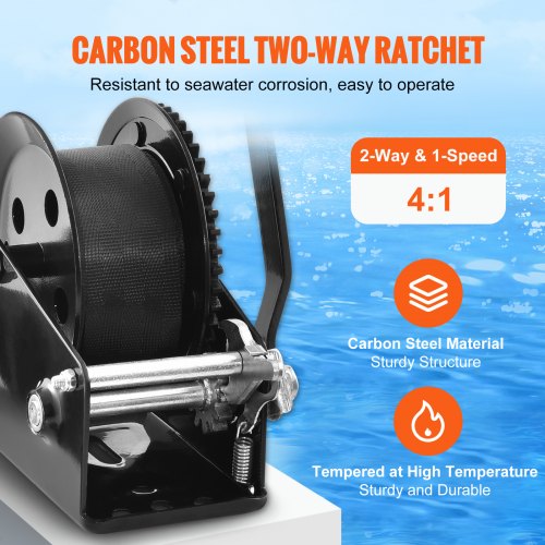 Hand Winch 1600 lbs Pulling Capacity Boat Trailer Winch Heavy Duty Rope