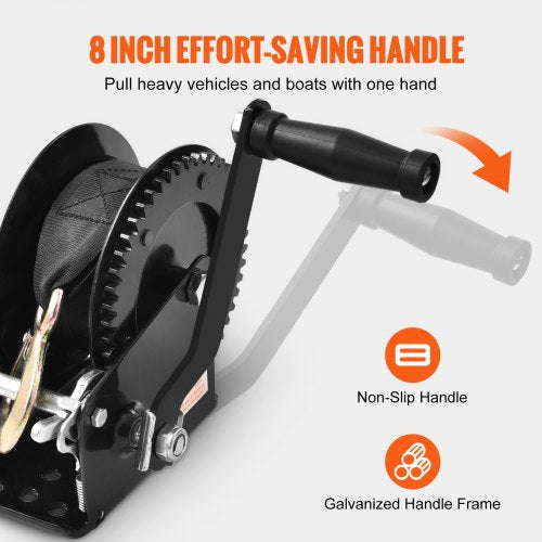 Hand Winch 1600 lbs Pulling Capacity Boat Trailer Winch Heavy Duty Rope