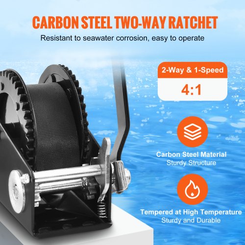 Hand Winch 2000 lbs Pulling Capacity Boat Trailer Winch Heavy Duty Rope
