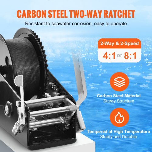Hand Winch 3500 lbs Pulling Capacity Boat Trailer Winch Heavy Duty Rope