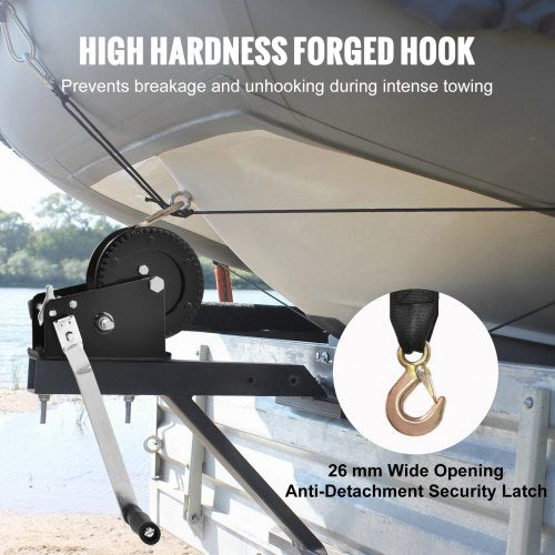 Hand Winch 3500 lbs Pulling Capacity Boat Trailer Winch Heavy Duty Rope