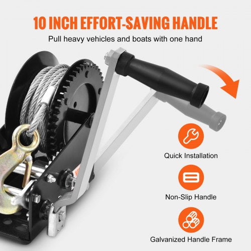 Hand Winch 3500 lbs Pulling Capacity Boat Trailer Winch Heavy Duty Rope