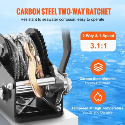 Hand Winch 800 lbs Pulling Capacity Boat Trailer Winch Heavy Duty Rope
