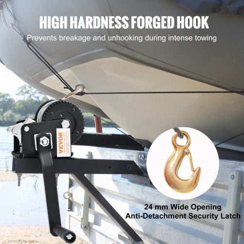 Hand Winch 800 lbs Pulling Capacity Boat Trailer Winch Heavy Duty Rope