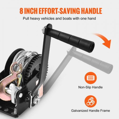 Hand Winch 800 lbs Pulling Capacity Boat Trailer Winch Heavy Duty Rope