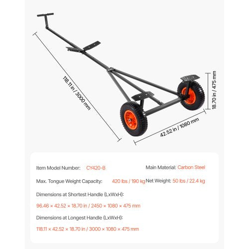 Boat Trailer Dolly 420lbs Load Capacity Carbon Steel Trailer Mover