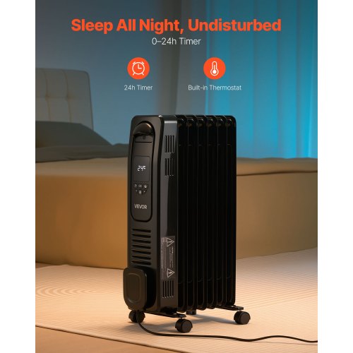 Electric Oil Filled Radiator 1500W Radiant Space Heater with LED Screen