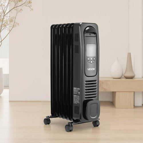 Electric Oil Filled Radiator 1500W Radiant Space Heater with LED Screen