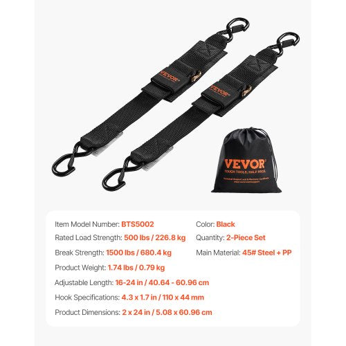 Retractable Ratchet Straps 2 in x 2 ft Ratchet Tie Down Straps with Security