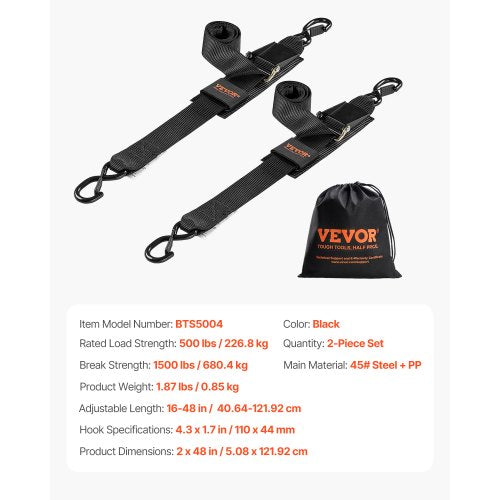 Retractable Ratchet Straps 2 in x 4 ft Ratchet Tie Down Straps with Security
