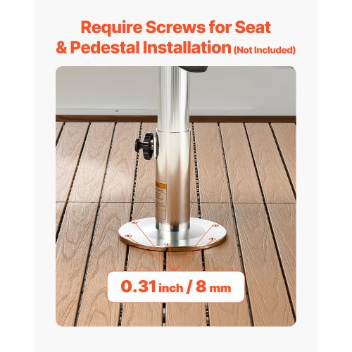 Boat Seat Pedestal Adjustable Height from 1276 to 18.7 Inches Aluminum
