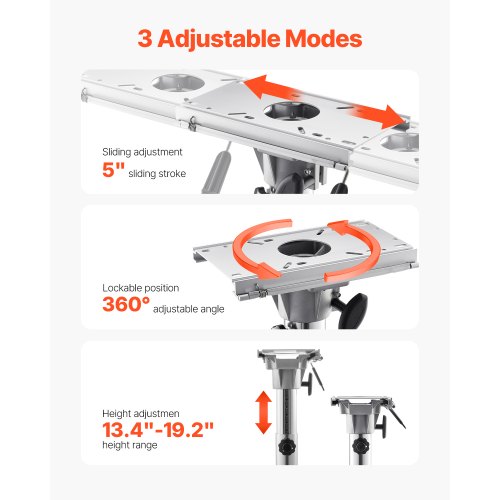Boat Seat Pedestal Adjustable Height from 1339 to 19.2 Inches Aluminum