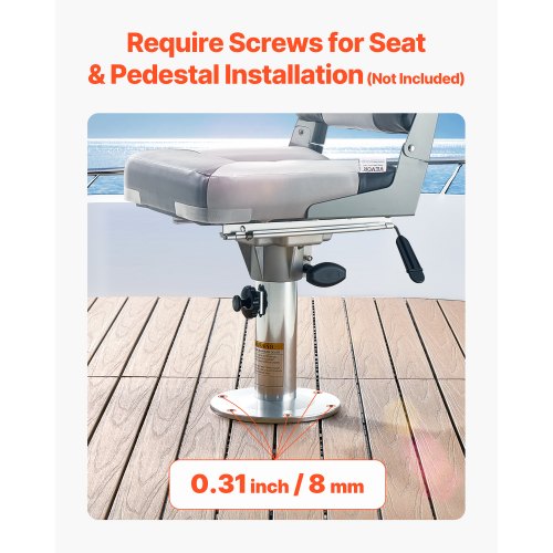 Boat Seat Pedestal Adjustable Height from 1339 to 19.2 Inches Aluminum