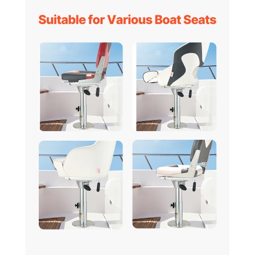 Boat Seat Pedestal Adjustable Height from 1339 to 19.2 Inches Aluminum