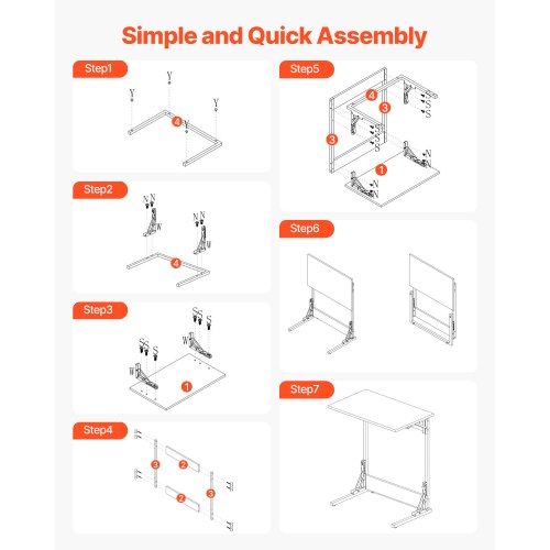C Table Folding C Shaped End Table with Metal Frame Adjustable Feet