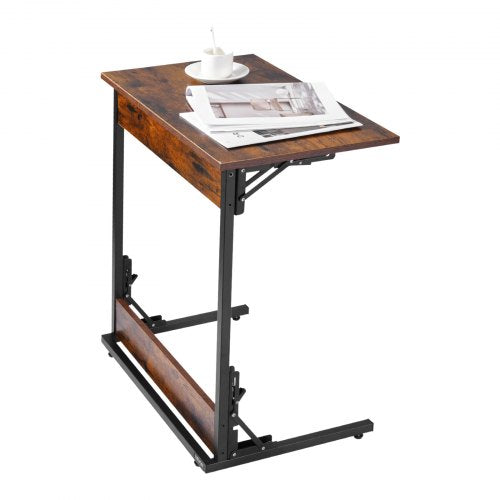 C Table Folding C Shaped End Table with Metal Frame Adjustable Feet