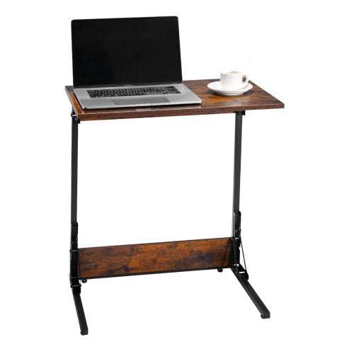 C Table Folding C Shaped End Table with Metal Frame Adjustable Feet