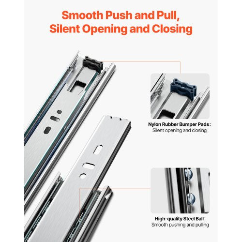Drawer Slides 24 inch 10 Pairs Full Extension Ball Bearing Cabinet Rails