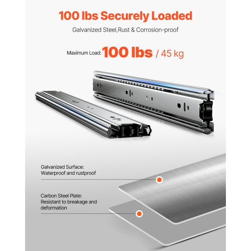 Drawer Slides 18 inch 10 Pairs Full Extension Ball Bearing Cabinet Rails