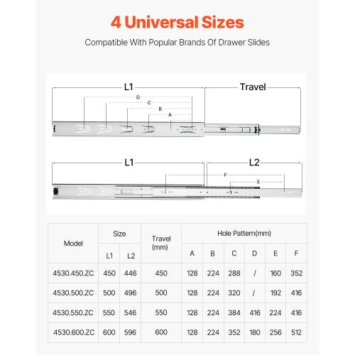 Drawer Slides 20 inch 10 Pairs Full Extension Ball Bearing Cabinet Rails