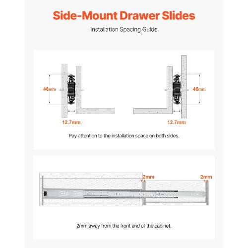 Drawer Slides 20 inch 10 Pairs Full Extension Ball Bearing Cabinet Rails