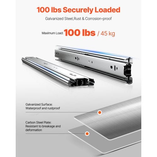 Drawer Slides 20 inch 10 Pairs Full Extension Ball Bearing Cabinet Rails