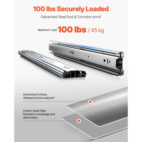 Drawer Slides 22 inch 10 Pairs Full Extension Ball Bearing Cabinet Rails