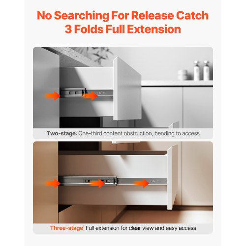 Drawer Slides 22 inch 10 Pairs Full Extension Ball Bearing Cabinet Rails